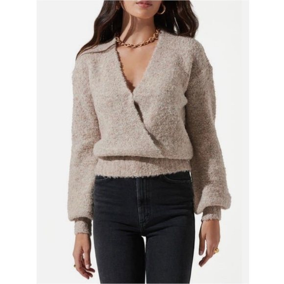 Astr Sweaters - ASTR Wrap Surplice Drop Shoulder Chunky Knit Sweater Size XL